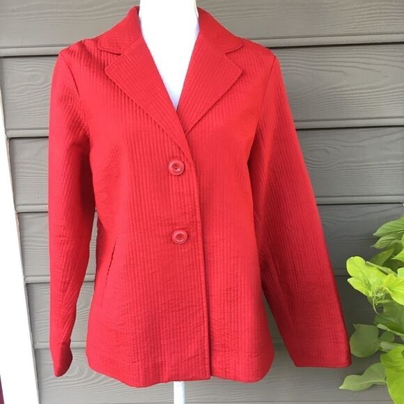 Women’s Red Silk & Cotton Quilted Jacket 14 - Picture 1 of 8